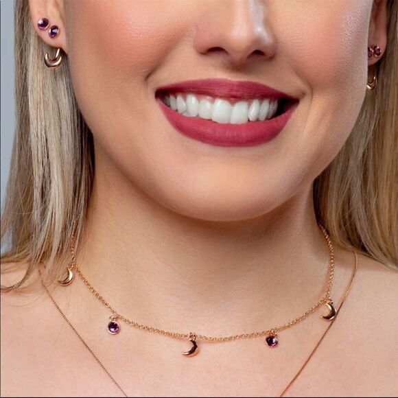 Swarovski Crystal MYSTICAL IRIS OVERLAPPING EARRING + ROSÉ GOLD PLATED - Picture 2 of 7